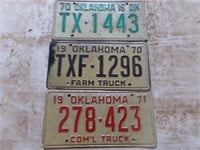 (3) Oklahoma license plates