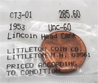 1953 Lincoln Wheat Penny UNC  RED
