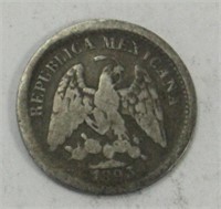 1893 5 PENNY MEXICAN SILVER COIN
