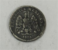 1884 10 PENNY MEXICAN SILVER COIN