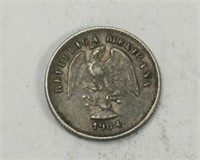 1904 5 PENNY MEXICAN SILVER COIN