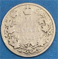 1902-H 25 Cents Silver Canada