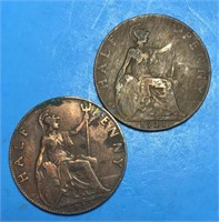 1921 & 1923 British 1/2 Pennies