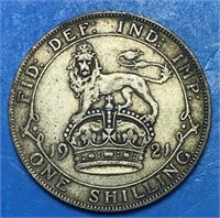 1921 Great Britain Silver Shilling