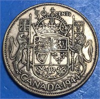 1944 50 Cents Silver Canada