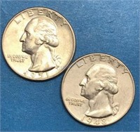 1948 & 1951 Silver 25 Cents
