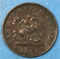 1857 Bank of Upper Canada 1/2 Penny