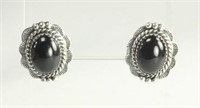 VERY WELL DONE STERLING SILVER AND ONYX EARRINGS
