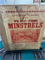 YE Old Time MINSTRELS Show Sign Poster-RARE!
