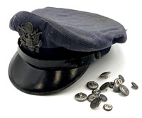 USAF Officer Visor Cap & Buttons