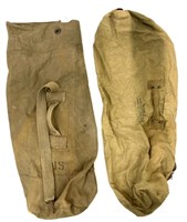 (2) WW II  US Canvas Duffle Bags Named