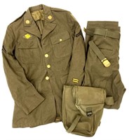WW II US Class A Wool Jacket & Victory Canvas Bag