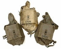 (3) US Navy Mark V Gas Mask Bags