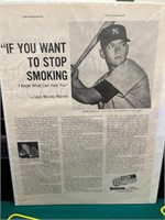 Vintage Original Mickey Mantle Advertisement Sign