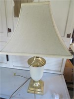 White Glass Lamp w/Shade 27" Tall