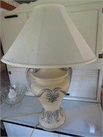Silver & White Lamp 32" Tall