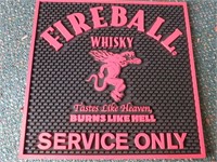 Rubber Bar Mat 11.5 x 11.5" Fireball Whiskey