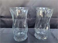 Vtg Clear Glass Vases (2) 9 1/2"H Resale $12 ea