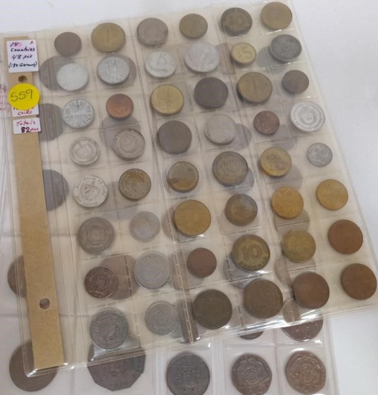 2 Sheets of 80+ Coins Incl. GB, etc.