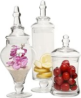 Clear Glass Apothecary Jars with Lid-Pack of 3