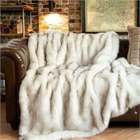 White Faux Fur Throw Blanket, 150x200 cms