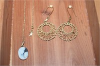 10K Gold Lot  ( necklace, earrings)