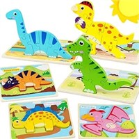 Dinosaur Wooden Puzzle for Toddler-Pack of 6