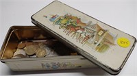Old Tin Containing Mixed Coins