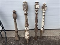 4 wood bannister posts
