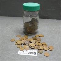 Jar of Assorted Lincoln Wheat Pennies