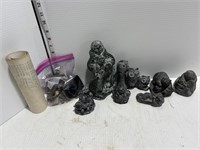 Lot: stone sculptures, 1940 infantry image, misc.