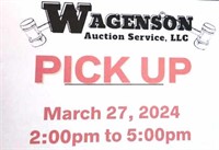 Pick-up:  Wed, March 27, 2024 2:00pm to 5:00pm