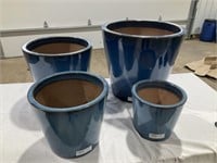 Clay glazed flower pot set of 4 round 16x15,