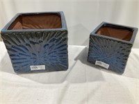 Square glazed clay pots 9x9,7x7