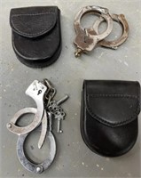 2 Sets of Handcuffs w/ Keys & Holsters