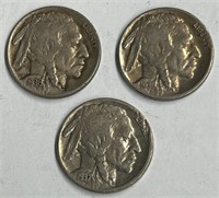 Lot of (3) 1936-37 Buffalo Nickels!