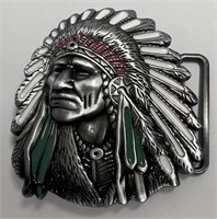 Interesting Belt Buckle w/Native American Image