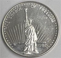 One Ounce Silver Round 1980 Symbol of Freedom!