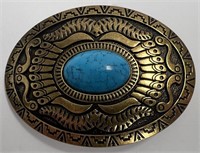 Nice Looking Belt Buckle w/Faux Turquoise Stone