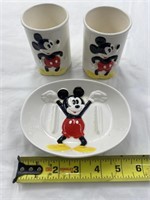 Mickey Mouse Soap Dish & 2 Cups