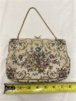 Small Beige Purse w/Flowers