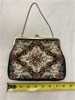 Small Black Purse w/Flowers