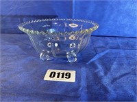 Glass Bowl w/Feet, 7.25" Diameter