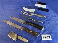 Knife & Other Assortment, 5 Knives, 1 Clever,