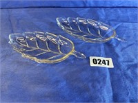 Glass Leaf Trays, 9.5" L
