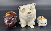 3 Vintage Pottery Piggy Banks 1 Walter Reed Army