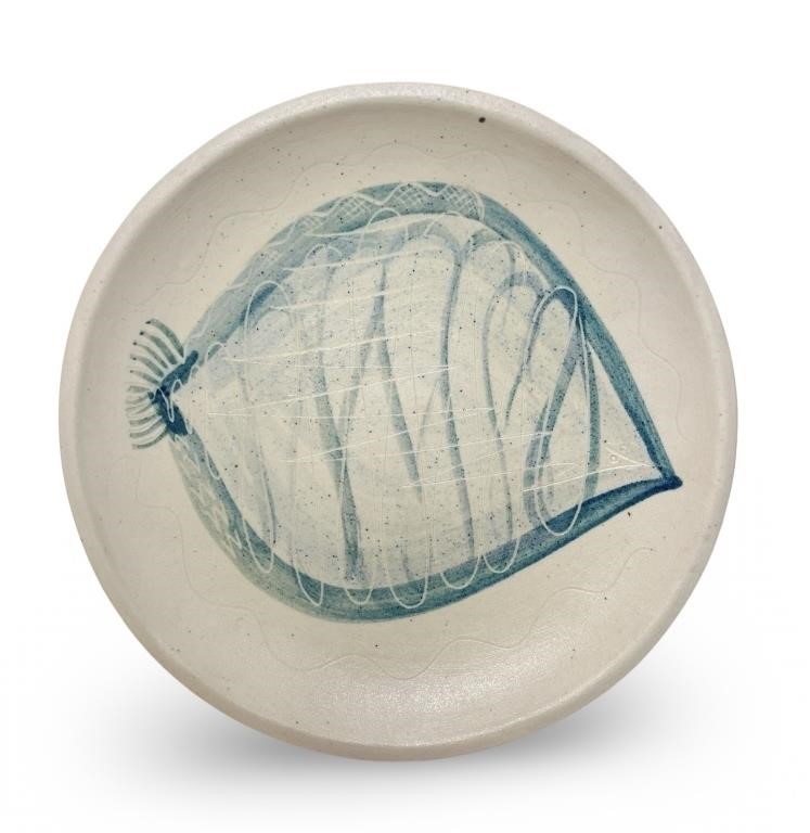 DEICHMANN POTTERY DISH WITH PAINTED FISH