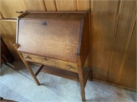 Oak Antique Drop Lid Secretary Desk 28.5"W