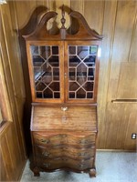 Serpentine Front Drop Lid Secretary Desk/Hutch