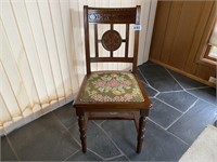 Side Chair Red Mahogany Carved Back, Tapestry